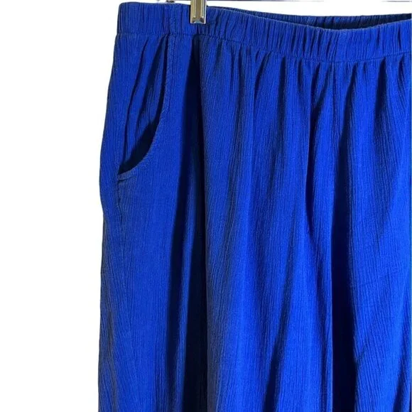 Denim & Co Women's Gauze Capri Blue Pull-On Pants with Pockets Size 1X - Picture 4 of 9